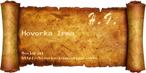 Hovorka Irma névjegykártya